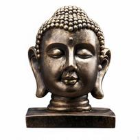 Buddha Head Statue Creative Design Sculpture Peaceful Tranquil Meditation Decoration for Copper_78 gray