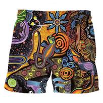 Aboriginal Indigenous Turtle Dot Painting Art Beach Shorts 3D Print Men Women Surfing Board Pants Swimsuits Trunks Kids Clothing 4XL