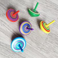10Pcs/Bag Gyroscope Toys Educational Game Wooden Gyro Toys Manual Wooden Rotate Gyro Stress Relief Spinning Top Toy Desktop Toys blue