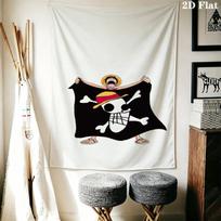 One Piece Jolly Roger Logo Wall Tapestry Aesthetic Wall Hanging Printed Fabric Blanket Decorative Tapestries For Bedroom Living Room Home Decor 100cm x 150cm black