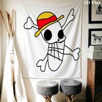 One Piece Jolly Roger Logo Wall Tapestry Aesthetic Wall Hanging Printed Fabric Blanket Decorative Tapestries For Bedroom Living Room Home Decor 100cm x 150cm