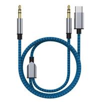 3.5mm to Type-C Audio Cable 2-in-1 AUX Cord for Car Stereo Speaker Compatible with iPhone, 1.2M Black