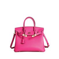 Strictly selected wax thread high version togo first-layer cowhide platinum bag, genuine leather lychee pattern large-capacity handbag 25CM rožinė raudona spalva