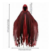 Hooded Cloak Halloween Robe Cosplay for Cosplayers vyno raudonos spalvos