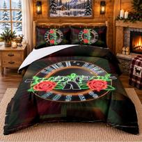 Printed 3Pcs Bedding Set Guns N’ Roses Pattern Bed Sheet Pillowcase For Bedroom Decor 135cmx200cm black