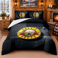 Printed 3Pcs Bedding Set Guns N’ Roses Pattern Bed Sheet Pillowcase For Bedroom Decor 140cmx200cm