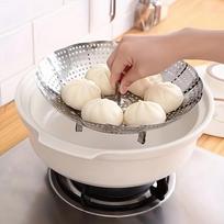 SHAON Stainless Steel Foldable Steamer Basket, Expandable Cooking Rack for Vegetables, Dumplings and Seafood, Space-Saving Kitchen Steaming Accessory steam rack beige