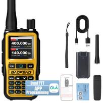 Dviguba pakuotė Baofeng UV-5R Mini 5W radijo stotelės | Bluetooth kanalo sinchronizacija + NOAA audrų pranešimai | Įkraunamos per Type-C avarijoms violetinė