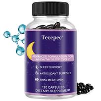 Tecepec Melatoninas 10 mg Kapsulės, Veganiškas, Be GMO, Maisto papildas miegui palaikyti, 120 Kapsulių gray