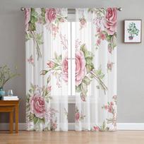 Gyvūnas Drugelis Gėlė Mėlyna Rožė Vandens Bangos Permatomos Užuolaidos Svetainei Miegamajam Tiulio Langų Užuolaida Voile Organza Užuolaidos 1 PCS W100XH250cm white