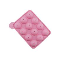 12 Hole Lollipop Mold Silicone Cake Pop Mold Ball Shaped Candy Chocolate  Mould Ice Cube Tray Cupcake Baking Mould Baking Tool pink