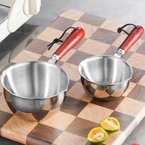1pc 150/300/500ML Stainless Steel Mini Frying Pan Hot Oil Pan Hot Sauce Small Pot Cooking Butter Melting Pot Kitchen Supplies 300ml gray