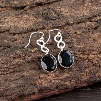 Natural Black Onyx Gemstone 925 Sterling Silver Handmade Jewelry Earrings 1.60  EE-12-18 gray