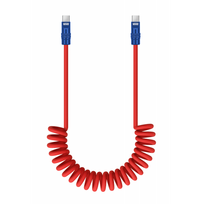 Newell USB-C į USB-C laidas 100 W, 1.5 m, spiralinis, silikoninis, raudonas ir tamsiai mėlynas