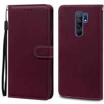 Dėklas Redmi 9, minkštas silikoninis piniginės tipo dangtelis, telefono dėklas Xiaomi Redmi 9, odinis atverčiamas dėklas Redmi9, Coque Fundas Shell For Redmi 9 vyno raudonos spalvos