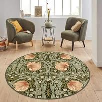 Gyvybės medis kilimas William Morris kilimas Kilimas Morris stiliaus Menas Botaniniai lapai Apskritas kilimas Gėlių akcento kilimas Gamta Apvalūs kilimai 60cmx60cm beige