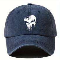 Fashion printing skull baseball cap, outdoor sun protection, cycling duckbill cap, vacation camping, travel, leisure occasions tamsiai mėlyna spalva