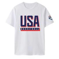 USA Basketball Jerseys National Team Jerseys Sports Unisex Clothing short sleeve Round Neck Printing Pullover TShirt 50402 S white