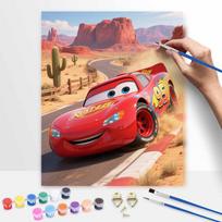 Disney Lightning McQueen Cars Digital Oil Painting Art Kit Hand Painted Home Decor 20x30cm beige