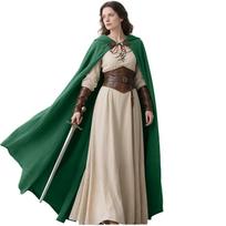 LisdinoL'VOW Viduramžių su gobtuvu apsiaustas Lino Renesanso apsiaustas su gobtuvu - Helovino Hobito Cosplay Ragana Būrėjas LARP One Size žalia