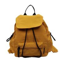 Schoolbag, college student fashionable drawstring backpack, women's solid color flap large capacity, lightweight travel backpack, student school bag One size fits all geltona