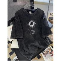 230 Grams Heavyweight, Washed Men'S T-Shirt, Loose Fit with Vintage Print, Plus Size 5XL juoda