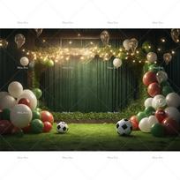 Sport Football Field Backdrop Green Stadium Grass Design Boys Birthday Party Flag Balloon Cake Photoshoot Background Supplies 47.2x31.5inch/120*80cm black