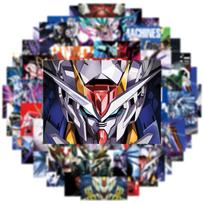 50Pcs Cool Gundam Anime Cartoon Stickers Diy Car Motorcycle Travel Luggage Guitar Waterproof Graffiti Sticker Kid Toy Gift black