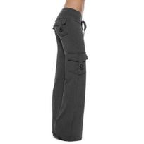 Cargo Pants Female Pants Strong Elastic Wide Leg Trousers Female Soft Joggers Sports Drawstring Straight Sweatpants XS black