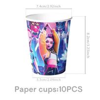 K-POP Birthday Party Supplies Tableware Paper Plates Cups Napkins Balloons Kids Party Decoration Gifts Stamps Slap Bracelet Toy blue
