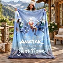 Avatar The Last Airbender Custom Name Flannel Blanket Personalized Soft Warm Plush Throw Blanket Customized Gift for Family Friends 130cmx150cm