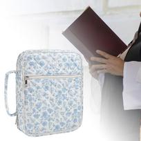 Atsparus vandeniui, lengvai valomas Oksfordo audinio Biblijos dėklas su rankena ir užtrauktuku, skirtas studijoms, kelionėms, Blue Flower gray