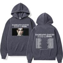 Singer DAMIANO DAVID FUNNY Little FEARS Album Tour 2025 Graphic vintage hoodie men Fashion punk pullover Hip-hop sweatshirt tops 3XL gray