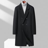 Wool Coat Trench Coat Men's Youth Korean Version Long Double-breasted Hand-sewn Double-sided Woolen Coat Coat 190 juoda