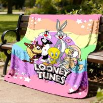 1 vnt. Looney Tunes lauko flanelės pledas Minkštas, lengvas ir šiltas sofai, biurui 80x120cm white