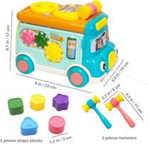 Muzikinis veiklos autobusas kūdikių žaislas su garsu ir šviesa formų rūšiavimo žaidimas „Whack-a-Mole“ žaislai interaktyvus žaidimas animacinis mokyklinis autobusas vaikams