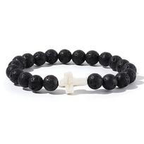 Malda Vyrai Natūralus akmuo Mediena Karoliukai Rožinys Hematitas Kryžius Apyrankės Oniksas Meditacija Apyrankė Moteriška Joga Papuošalai Homme Pulsera Other black