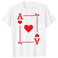 Funny Playing Cards Costume Ace Hearts Card Graphic T Shirts Men Humor Streetwear Tee Shirt Short Sleeve Unisex Loose Clothing S white