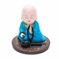 Devout Prayer Solar Nodding Buddha Wealth Coming Nodding Beating Wooden Fish Handcrafts Decorative Buddhist Monk Figurines S mėlyna
