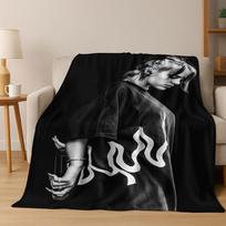 Hit Me Hard and Soft Billie Eilish Flannel Blanket Soft Warm Throw Blanket for Bed Bedroom Room Living Room Christmas Gift Kids 75x90cm gray