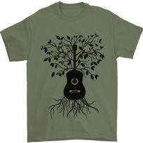 Acoustic Guitar Tree Roots Guitarist Music Mens T-Shirt Summer Fashion Casual Comfort Soft Cotton Tees Funny Pattern Print Tops 5XL įvairiaspalvis