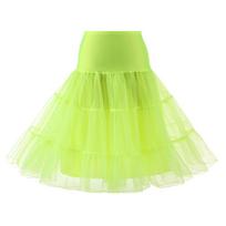 Pūsta trumpa organzos Helovino moteriška krinolino suknelės pasijonis, vintage vestuvinis pasijonis vestuvėms, vakarui, cosplay, apatinis sijonas, rokenrolio, tiulio L fluorescencinė žalia spalva