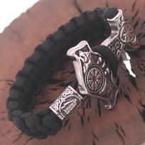 Paracord Howling Wolf Snowflake Totem Bracelet Men's Domineering Wrist Accessories 20CM black