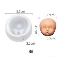 Q Version Clay Head Sculpey 3D Facial Mould Doll Modification Accessories Baby Face Silicone Molds 8# white