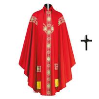 Bažnyčios kunigas Celebrantas Chasula Kunigo drabužis Chalatas Bažnyčios Mišių liturginis drabužis Chalatas su stola ir kryžiais Karoliai moterims vyrams L