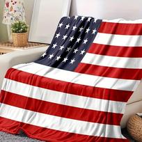 1 vnt. prabangus amerikietiškos vėliavos vilnos pledas - minkštas, šiltas, skalbiamas mašinoje - puikiai tinka sofoms, lovoms, automobiliams ir kelionėms, modernaus stiliaus, 75cm*90cm blue