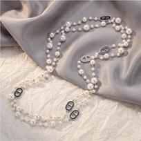 Korean Version Long Necklace Femininity Light Luxury Versatile High-end Sweater Chain Autumn and Winter Clothes Accessories Pendant gray