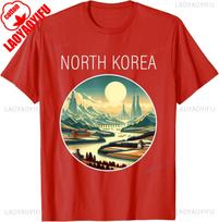 North Korea Scenery Art Deco TShirt Women Unisex Cotton Tshirt  Graphic T Shirts Streetwear At All Seasons Regular Short Sleeve 4XL beige