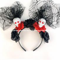 Gothic Halloween Rose Skeleton Headband Festival Costume Accessory black