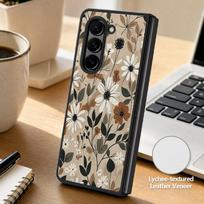 Vintage Flower Print Case For Samsung Galaxy Z Fold 8 Ultra 7 6 5 Fold8 Fold7 Fold6 Luxury Leather Skin Hard Folding Phone Cover Samsung Z Fold 8 Ultra brown